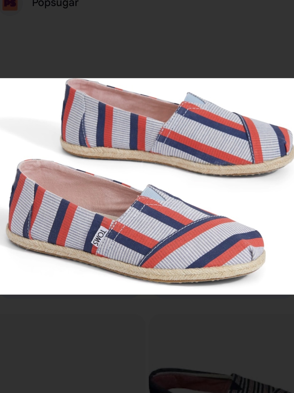 TOMS x Clare V. Womens Red & Navy Striped Classic Slip-on Espadrille Shoe Size 9